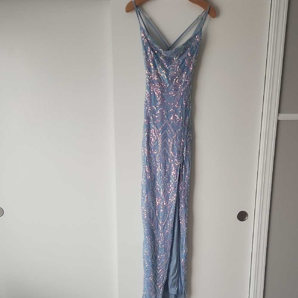 Windsor Light Blue Sequin Prom Dress, Size XS